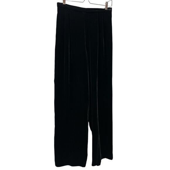 Vtg Talbots Silk Blend Velvet High Waist Pants Trousers 28" Black Wide Leg Lux - Picture 1 of 7